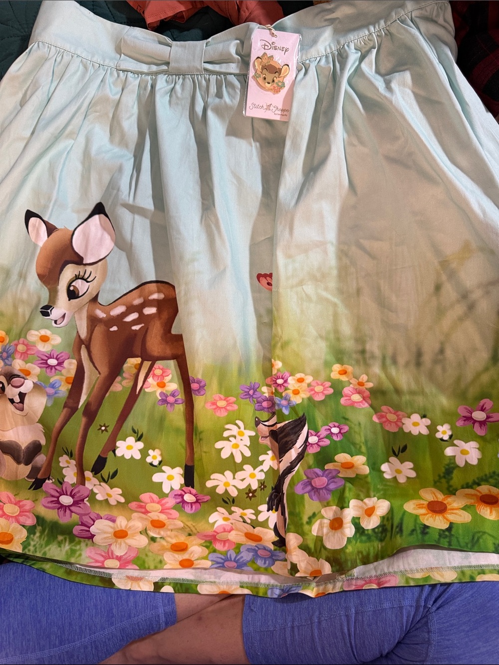 Disney Pastel Mint Green Bambi Floral Skirt